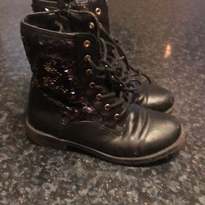 Girls sequins combat boots size 1